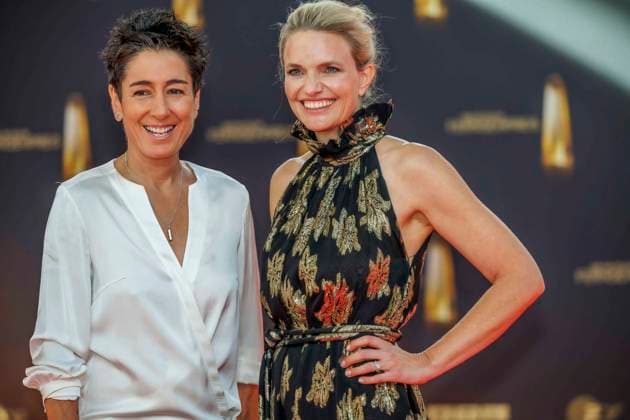 abb Dunja Hayali and Sarah Tacke ZDF as guests on the red carpet at the German Television Award 2025 ceremony at the MMC Studios on 0 09 2025 in Cologne NRW Germany