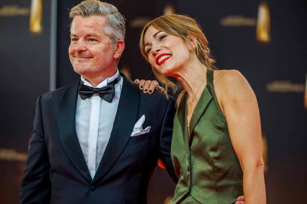 abb Andre Dietz with wife Shari Dietz on the red carpet at the German Television Award 2025 ceremony at the MMC Studios on 0 09 2025 in Cologne NRW Germany