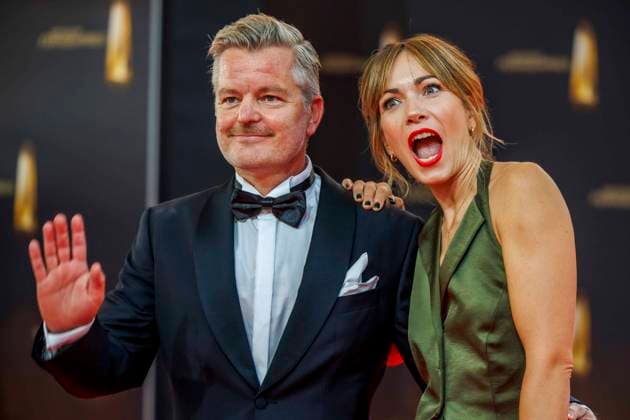 abb Andre Dietz with wife Shari Dietz on the red carpet at the German Television Award 2025 ceremony at the MMC Studios on 0 09 2025 in Cologne NRW Germany