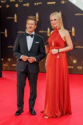 abb Michael Leopold and Britta Hofmann Sky as guests on the red carpet at the German Television Award 2025 ceremony at the MMC Studios on 0 09 2025 in Cologne NRW Germany