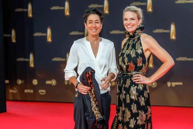 abb Dunja Hayali and Sarah Tacke ZDF as guests on the red carpet at the German Television Award 2025 ceremony at the MMC Studios on 0 09 2025 in Cologne NRW Germany