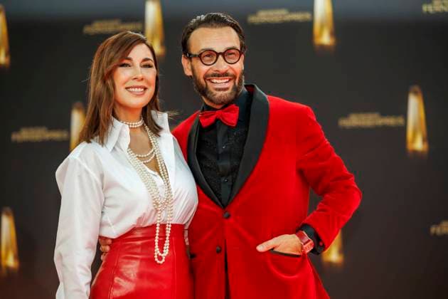 abb Judith Williams and Alexander Klaus Stecher as guests on the red carpet at the German Television Award 2025 ceremony at the MMC Studios on 0 09 2025 in Cologne NRW Germany