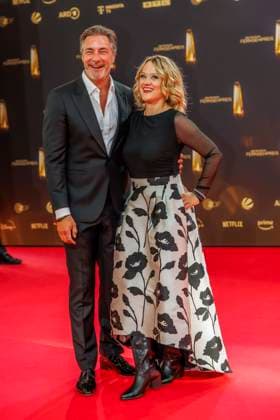 abb Marco Schreyl and Lisa Feller as guests on the red carpet at the German Television Award 2025 ceremony at the MMC Studios on 0 09 2025 in Cologne NRW Germany