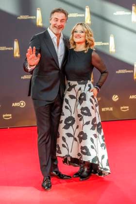abb Marco Schreyl and Lisa Feller as guests on the red carpet at the German Television Award 2025 ceremony at the MMC Studios on 0 09 2025 in Cologne NRW Germany
