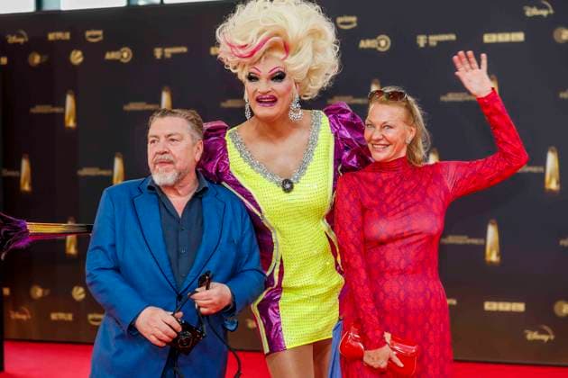 abb Armin Rohde Actor with wife Karen Boehne and Olivia Jones on the red carpet at the German Television Award 2025 at the MMC Studios on 0 09 2025 in Cologne NRW Germany