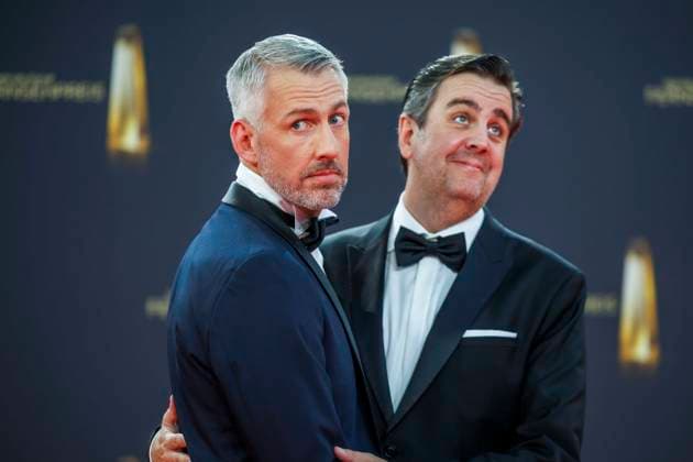 Bilder des Jahres 2025, Entertainment 09 September abb Sebastian Pufpaff und Bastian Pastewka zu Gast auf dem roten Teppich bei der Verleihung Der Deutsche Fernsehpreis 2025 in den MMC Studios am 0.09.2025 in Koeln NRW Deutschland *** abb Sebastian Pufpaff and Bastian Pastewka as guests on the red carpet at the German Television Award 2025 ceremony at the MMC Studios on 0 09 2025 in Cologne NRW Germany