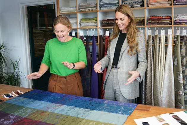 The Princess of Wales visited Sudbury Silk Mills in Sudbury, Suffolk, a family-run weaving.mill that has been at the forefront of jacquard weaving and an integral part of the British textile.industry for over 300 years. The Princess of Wales visited Sudbury Silk Mills in Sudbury, Suffolk, a family-run weaving.mill that has been at the forefront of jacquard weaving and an integral part of the British textile.industry for over 300 years., Credit:Avalon.red Avalon  Copyright: xAvalon.redx xAvalonx 1036099798