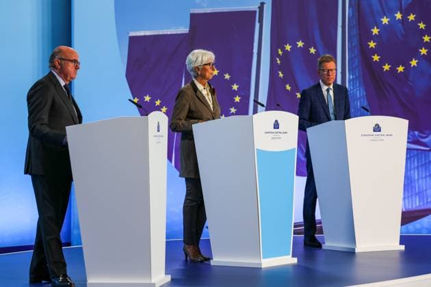 Pressekonferenz der EZB Europaeische Zentralbank Aktuell, 11.09.2024, Frankfurt, Christine Lagarde Praesidentin News Bilder des Tages Pressekonferenz der EZB Europaeische Zentralbank Aktuell, 03.02.2022, Frankfurt, Christine Lagarde Praesidentin der Europaeischen Zentralbank im Portrait bei der heutigen Pressekonferenz in der EZB Europaeischen Zentralbank in Frankfurt Frankfurt Hessen Deutschland Frankfurt am Main Europäische Zentralbank Hessen Deutschland *** Press conference of the ECB European Central Bank News, 11 09 2024, Frankfurt, Christine Lagarde President News Pictures of the day Press conference of the ECB European Central Bank News, 03 02 2022, Frankfurt, Christine Lagarde President of the European Central Bank in portrait at t