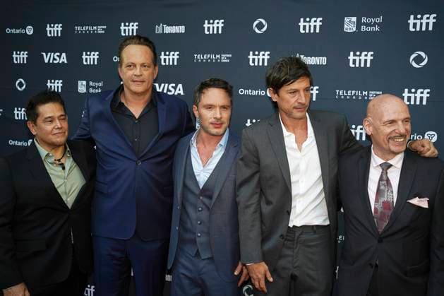 September 11, 2025, Toronto, Ontario, Canada: (L-R) Aaron Abeyt, Vince Vaughn, Nic Pizzolatto, Simon Rex and Paul Campanella attends the red carpet for the Ã¢â‚¬ËœEasy s WaltzÃ¢â‚¬â ¢ premiere during the 2025 Toronto International Film Festival at Roy Thomson Hall. on September 11, 2025 in Toronto, Canada. Toronto Canada - ZUMAe321 20250911_zea_e321_085 Copyright: xLeonardoxRamirezx