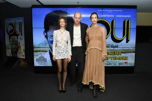 Oui Premiere Efrat Dor, Nadav Lapid and Naama Preis attending the Oui Premiere at the UGC Cine Cite Les Halles in Paris, France on September 12, 2025. Photo by Aurore Marechal ABACAPRESS.COM Paris France  Copyright: xMarechalxAurore ABACAx