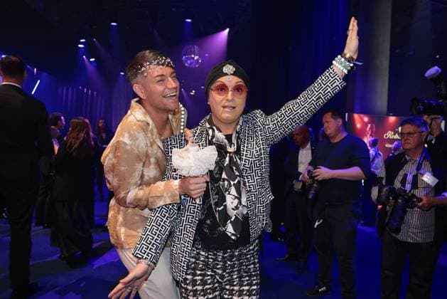Marcell Damaschke and Julian F M Stoeckel at the after-show party at the award ceremony of Die Goldene Henne on 12 09 2025 in Leipzig Goldene Henne 2025 award ceremony in Leipzig