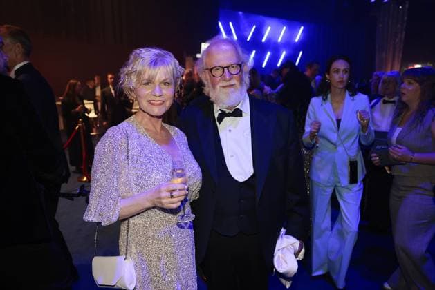 Anne Kasprik and Oren Schmuckler at the after-show party at the Goldene Henne award ceremony on 12 09 2025 in Leipzig Goldene Henne 2025 award ceremony in Leipzig