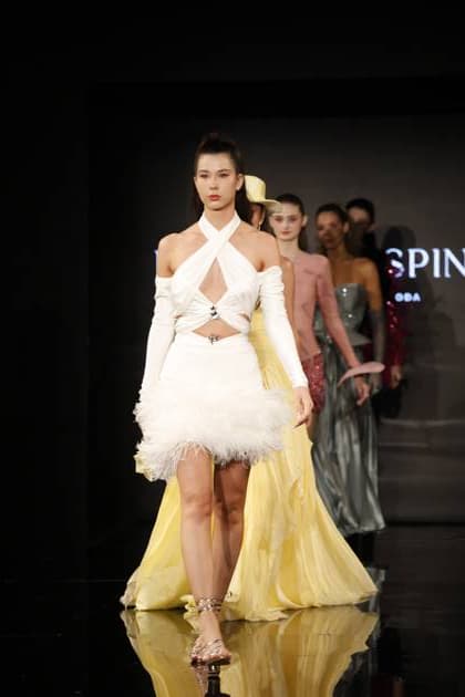 New York Fashion Week - Espinoza Models showcase the latest designs by Mexican designer Michelle Espinoza on the Art Hearts Fashion runway at New York Fashion Week in Lower Manhattan, New York, on September 12, 2025. NEW YORK United States  Copyright: xDeccioxSerranox originalFilename: serrano-notitle250912_npmWo.jpg