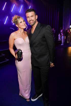 abb Jessie Noe Scheuermann and Jay Khan as guests at the after-show party at the Goldene Henne 2025 awards ceremony at Messe Leipzig on 12 09 2025