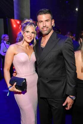 abb Jessie Noe Scheuermann and Jay Khan as guests at the after-show party at the Goldene Henne 2025 awards ceremony at Messe Leipzig on 12 09 2025