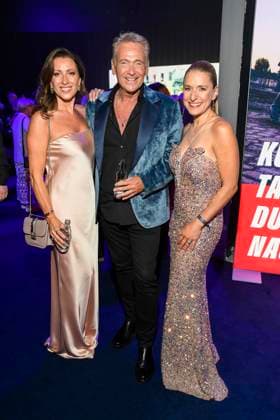 abb Julia Berger, Olaf Berger and Stefanie Hertel as guests at the after-show party at the Goldene Henne 2025 awards ceremony at Messe Leipzig on 12 09 2025