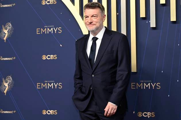 Charlie Brooker from Black Mirror arrives on the red carpet before the 77th annual Primetime Emmy Awards at the Peacock Theater in Los Angeles on Sunday, September 14, 2025.  LAP2025091470433 JohnxMcCoy