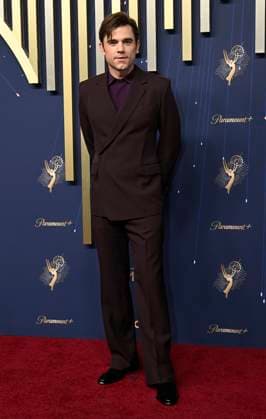 Patrick Ball from The Pitt, arrives for the 77th annual Primetime Emmy Awards at the Peacock Theater in Los Angeles on Sunday, September 14, 2025.  LAP20250914718 JohnxMcCoy
