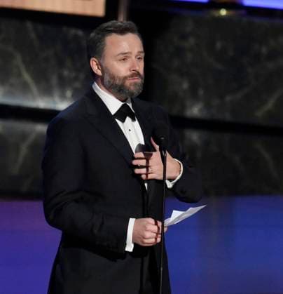 Philip Barantini accepts the Outstanding Directing for a Limited or Anthology Series or Movie award for Adolescence onstage at the 77th annual Primetime Emmy Awards at the Peacock Theater in Los Angeles on Sunday, September 14, 2025.  LAP202509148040 JIMxRUYMEN