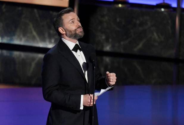 Philip Barantini accepts the Outstanding Directing for a Limited or Anthology Series or Movie award for Adolescence onstage at the 77th annual Primetime Emmy Awards at the Peacock Theater in Los Angeles on Sunday, September 14, 2025.  LAP202509148041 JIMxRUYMEN