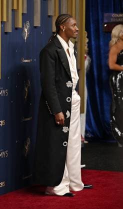 Dewayne Perkins arrives for the 77th annual Primetime Emmy Awards at the Peacock Theater in Los Angeles on Sunday, September 14, 2025.  LAP2025091481 CHISxCHEW