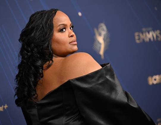 Natasha Rothwell arrives for the 77th annual Primetime Emmy Awards at the Peacock Theater in Los Angeles on Sunday, September 14, 2025.  LAP20250914106 CHISxCHEW