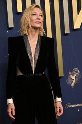 Cate Blanchett arrives for the 77th annual Primetime Emmy Awards at the Peacock Theater in Los Angeles on Sunday, September 14, 2025.  LAP20250914116 CHISxCHEW