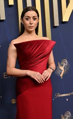 Cristin Milioti arrives for the 77th annual Primetime Emmy Awards at the Peacock Theater in Los Angeles on Sunday, September 14, 2025.  LAP20250914123 CHISxCHEW