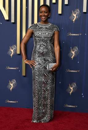 Tracy Ifeachor from The Pitt , arrives for the 77th annual Primetime Emmy Awards at the Peacock Theater in Los Angeles on Sunday, September 14, 2025.  LAP20250914743 JohnxMcCoy