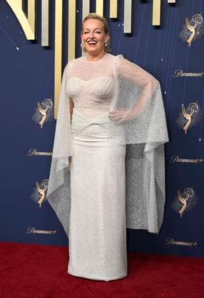 Christine Tremarcho arrives for the 77th annual Primetime Emmy Awards at the Peacock Theater in Los Angeles on Sunday, September 14, 2025.  LAP20250914755 JohnxMcCoy