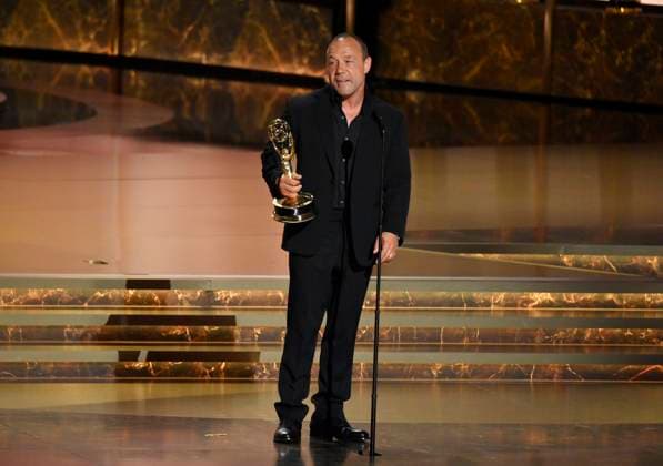 Stephen Graham accepts the Outstanding Lead Actor in a Limited or Anthology Series or Movie award for Adolescence onstage at the 77th annual Primetime Emmy Awards at the Peacock Theater in Los Angeles on Sunday, September 14, 2025.  LAP2025091430512 JIMxRUYMEN