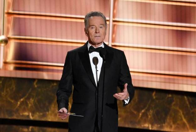 Bryan Cranston speaks at the 77th annual Primetime Emmy Awards at the Peacock Theater in Los Angeles on Sunday, September 14, 2025.  LAP202509143074 JIMxRUYMEN