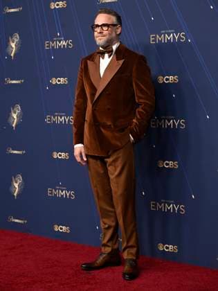 Seth Rogen arrives for the 77th annual Primetime Emmy Awards at the Peacock Theater in Los Angeles on Sunday, September 14, 2025.  LAP20250914764 JohnxMcCoy