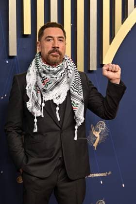 Javier Bardem arrives for the 77th annual Primetime Emmy Awards at the Peacock Theater in Los Angeles on Sunday, September 14, 2025.  LAP20250914212 CHISxCHEW