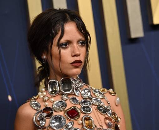 Jenna Ortega arrives for the 77th annual Primetime Emmy Awards at the Peacock Theater in Los Angeles on Sunday, September 14, 2025.  LAP20250914216 CHISxCHEW
