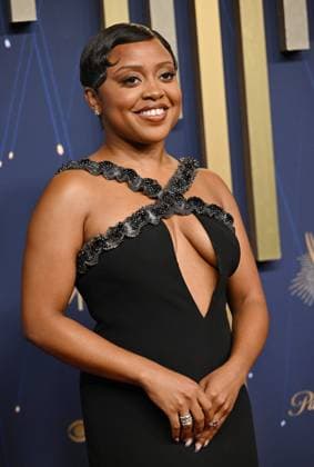 Quinta Brunson arrives for the 77th annual Primetime Emmy Awards at the Peacock Theater in Los Angeles on Sunday, September 14, 2025.  LAP20250914220 CHISxCHEW