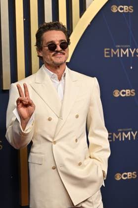 Pedro Pascal arrives for the 77th annual Primetime Emmy Awards at the Peacock Theater in Los Angeles on Sunday, September 14, 2025.  LAP20250914231 CHISxCHEW