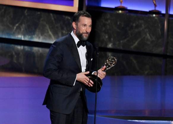 Noah Wyle accepts the Outstanding Lead Actor in a Drama Series award for The Pitt onstage at the 77th annual Primetime Emmy Awards at the Peacock Theater in Los Angeles on Sunday, September 14, 2025.  LAP202509145006 JIMxRUYMEN