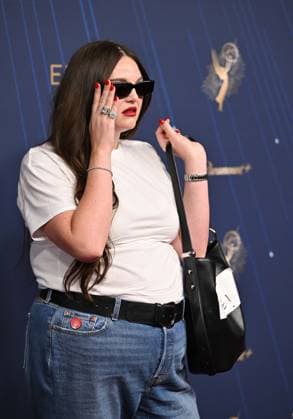 Megan Stalter arrives for the 77th annual Primetime Emmy Awards at the Peacock Theater in Los Angeles on Sunday, September 14, 2025.  LAP20250914251 CHISxCHEW