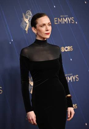 Jen Tullock arrives for the 77th annual Primetime Emmy Awards at the Peacock Theater in Los Angeles on Sunday, September 14, 2025.  LAP20250914257 CHISxCHEW