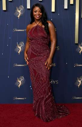 Janelle James arrives for the 77th annual Primetime Emmy Awards at the Peacock Theater in Los Angeles on Sunday, September 14, 2025.  LAP20250914782 JohnxMcCoy