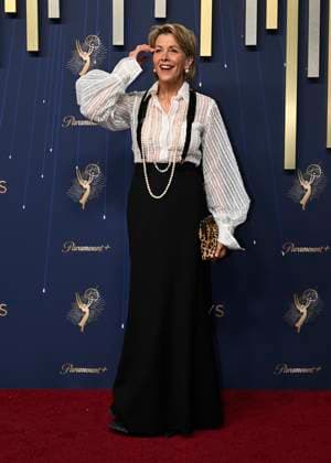 Wendie Malick arrives for the 77th annual Primetime Emmy Awards at the Peacock Theater in Los Angeles on Sunday, September 14, 2025.  LAP20250914783 JohnxMcCoy