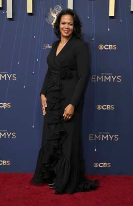 Tina Perry arrive for the 77th annual Primetime Emmy Awards at the Peacock Theater in Los Angeles on Sunday, September 14, 2025.  LAP20250914811 JohnxMcCoy