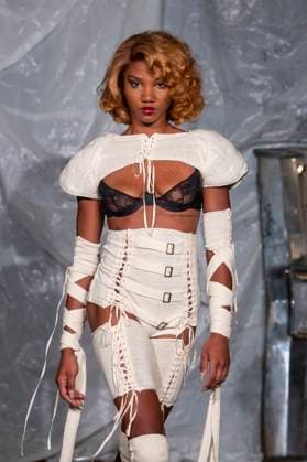 Gabe Gordon - Runway - Spring 2026, New York Fashion Week, USA - 14 Sep 2025 A model walks the runway for the Gabe Gordon fashion show during the Spring 2026 New York Fashion Week at DCTV in New York City. New York United States Copyright: xRonxAdarx xSOPAxImagesx _radar_gordon_20250914_20298