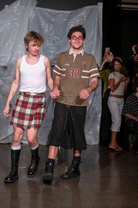 Gabe Gordon - Runway - Spring 2026, New York Fashion Week, USA - 14 Sep 2025 Gabe Gordon (R) walks the runway finale for the Gabe Gordon fashion show during Spring 2026 New York Fashion Week at DCTV in New York City. New York United States Copyright: xRonxAdarx xSOPAxImagesx _radar_gordon_20250914_20355