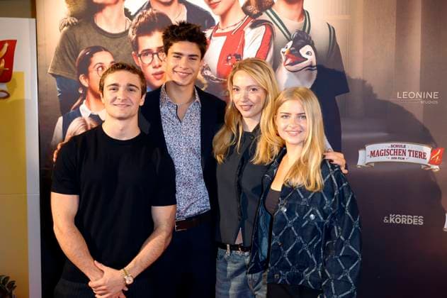 Luis Vorbach, Loris Sichrovsky, Emilia Maier and Emilia Pieske at the premiere of the feature film Die Schule der magischen Tiere 4 at Lichtburg Essen, 14 09 2025 Foto:xT.xSchröerx xFuturexImagex schule_5967