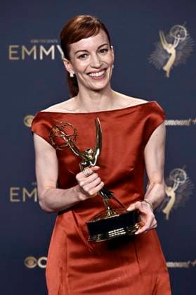 Britt Lower with the Emmy for Best Lead Actress in a Drama Series Severance at the 77 Primetime Emmy Awards 2025 Photocall at the Peacock Theater Los Angeles, 14 09 2025 Foto:xD.xStarbuckx xFuturexImagex emmy_5818