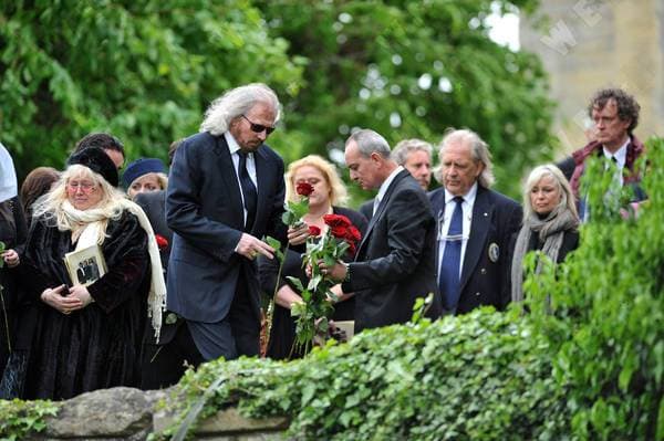 Dwina Gibb and Barry Gibb The funeral of Robin Gibb held in his home town of Thame Oxfordshire, England - 08.06.12, Oxfordshire, United Kingdom WENN 3934077.jpg