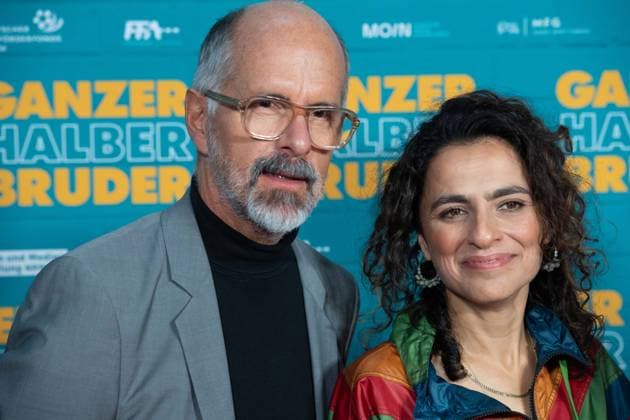 from left Christoph Maria HERBST, actor, Sesede TERZIYAN, actress, red carpet, red carpet show, arrival, film premiere GANZER HALBER BRUDER on 15 09 2025 at the Cinedom cinema in Cologne,