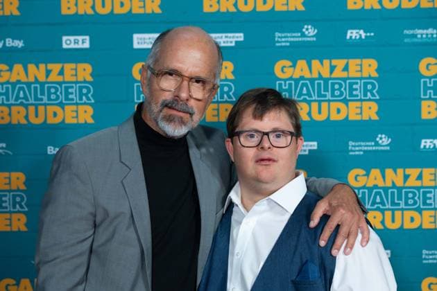 from left Christoph Maria HERBST, actor, Nicolas Nico RANDEL, actor, red carpet, red carpet show, arrival, film premiere GANZER HALBER BRUDER on 15 09 2025 at the Cinedom cinema in Cologne,